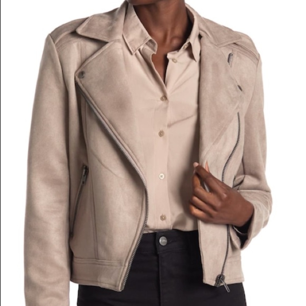 Philosophy Faux Suede Moto Jacket Small Grey